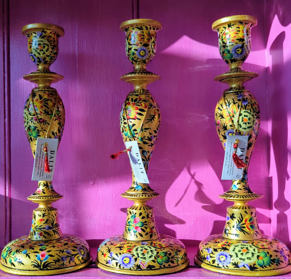 LARGE HAND PAINTED CANDLESTICKS
