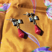 VINTAGE RED BOW EARRINGS