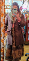 MID-BROWN SHEEPSKIN COAT- 6/8