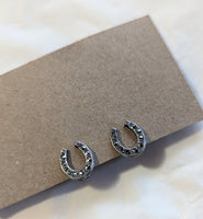 VINTAGE STERLING SILVER & MARCASITE HORSESHOE CLIP ON EARRINGS