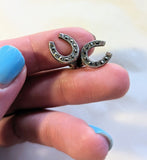 VINTAGE STERLING SILVER & MARCASITE HORSESHOE CLIP ON EARRINGS