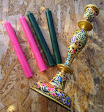 LARGE HAND PAINTED CANDLESTICKS