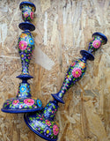 LARGE HAND PAINTED CANDLESTICKS