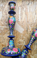 LARGE HAND PAINTED CANDLESTICKS