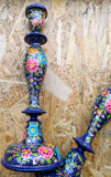 LARGE HAND PAINTED CANDLESTICKS