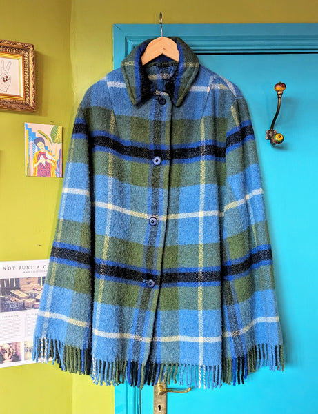 1970s TARTAN WOOL CAPE- reduced!