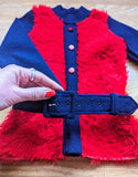 RED & NAVY FLUFFY UNISEX TOP- AGE 4-5