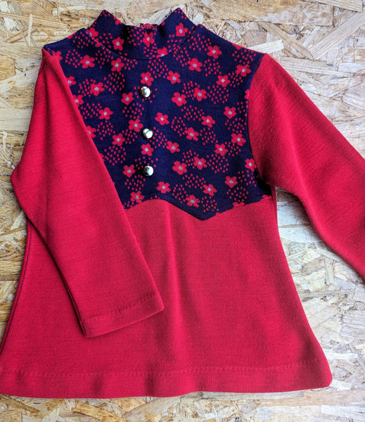 RED & NAVY VINTAGE DRESS- AGE 1