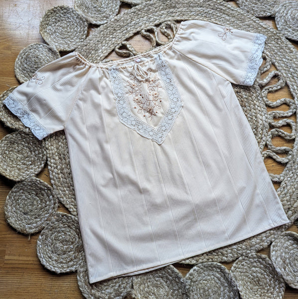 PEASANT STYLE EMBROIDERED BLOUSE- 8/10/12