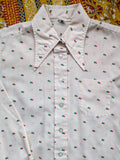 CREAM PATTERNED DAGGER COLLAR 70s SHIRT- 10