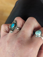 SILVER & TURQUOISE RING- SIZE K