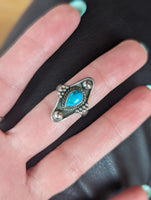 SILVER & TURQUOISE RING- SIZE K