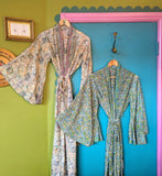 RECYCLED SARI SILK BELL SLEEVE KIMONO ROBES