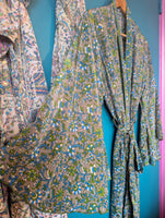 RECYCLED SARI SILK BELL SLEEVE KIMONO ROBES