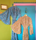 RECYCLED SARI SILK BELL SLEEVE KIMONO ROBES