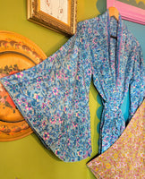 RECYCLED SARI SILK BELL SLEEVE KIMONO ROBES