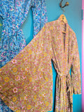 RECYCLED SARI SILK BELL SLEEVE KIMONO ROBES