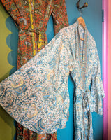 RECYCLED SARI SILK BELL SLEEVE KIMONO ROBES