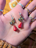 VINTAGE RED BOW EARRINGS