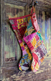 RECYCLED COTTON KANTHA CHRISTMAS STOCKINGS