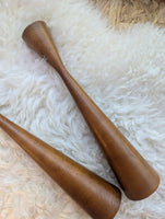 PAIR OF TEAK CANDLESTICKS