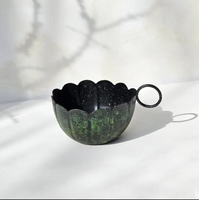 MOSS GREEN SCALLOP CANDLE HOLDERS