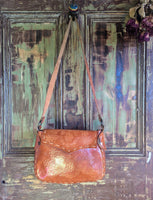 TAN TOOLED LEATHER BAG