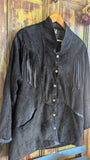 BLACK SUEDE JACKET w/ FRINGING- 10