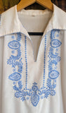 1970s BLUE EMBROIDERED BLOUSE- 14