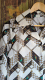 LONG SLEEVE OPEN NECK DAGGER COLLAR PATTERN SHIRT- S/M