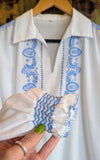 1970s BLUE EMBROIDERED BLOUSE- 14