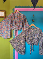 RECYCLED SARI SILK BELL SLEEVE TOPS