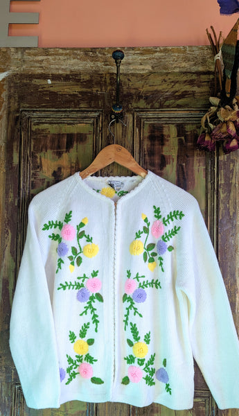 CUTE WHITE EMBROIDERED CARDIGAN- 12