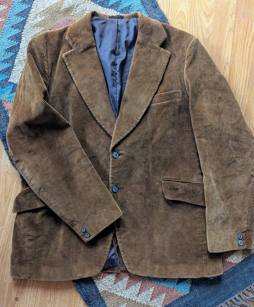 MEN'S BROWN CORDUROY JACKET- L
