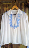 1970s BLUE EMBROIDERED BLOUSE- 14