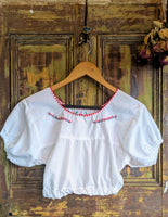 CROPPED EMBROIDERED MEXICAN BLOUSE- 6/8!