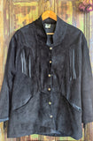 BLACK SUEDE JACKET w/ FRINGING- 10