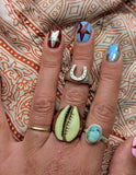 LUCKY HORSESHOE SILVER RING- R