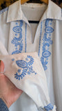 1970s BLUE EMBROIDERED BLOUSE- 14