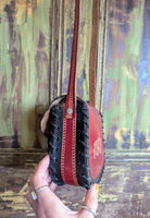 SMALL VINTAGE TOOLED LEATHER BAG