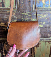 DARK BROWN LEATHER HANDBAG/ BAG