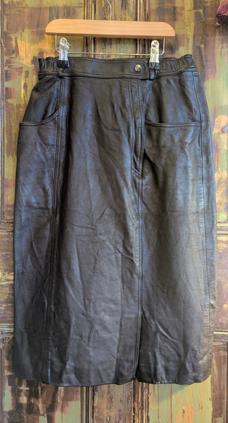 VINTAGE LEATHER PENCIL SKIRT- 6/8