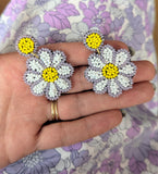 BEADED FLOWER EARRINGS