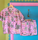 PINK JUNGLE PRINT PJ SHORTS SET
