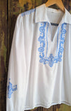 1970s BLUE EMBROIDERED BLOUSE- 14