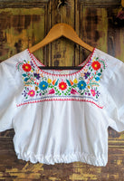 CROPPED EMBROIDERED MEXICAN BLOUSE- 6/8!