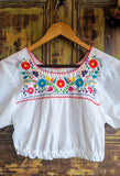 CROPPED EMBROIDERED MEXICAN BLOUSE- 6/8!