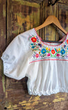 CROPPED EMBROIDERED MEXICAN BLOUSE- 6/8!