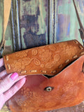 TAN TOOLED LEATHER BAG