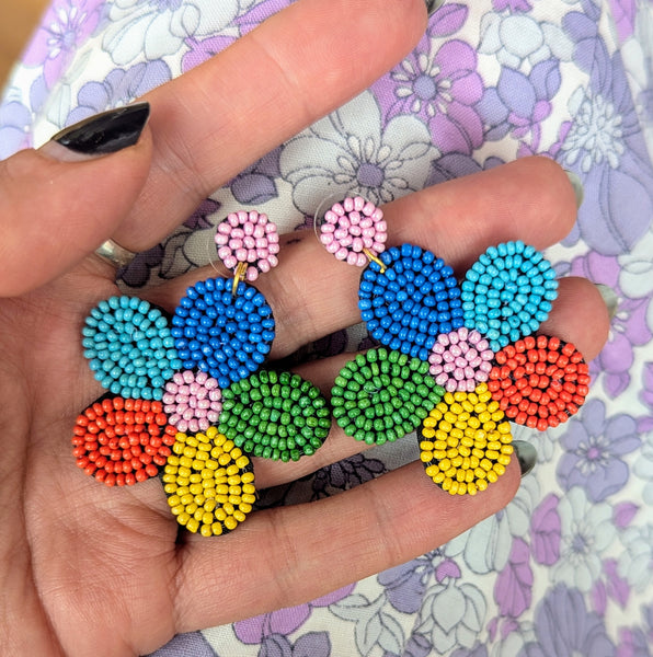 BEADED FLOWER EARRINGS